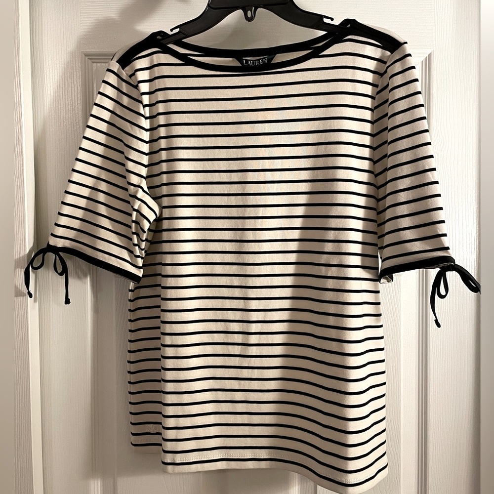 Lauren by Ralph Lauren SS striped boatneck top, XL; NWT, never worn.